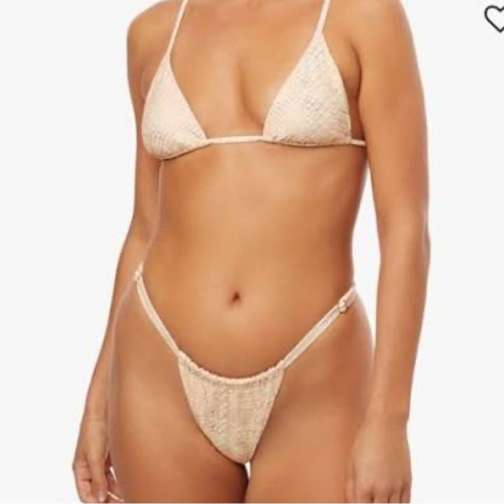 WeWoreWhat Tan Textured Bikini Set (Top & Bottom)